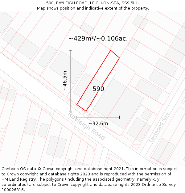 590, RAYLEIGH ROAD, LEIGH-ON-SEA, SS9 5HU: Plot and title map
