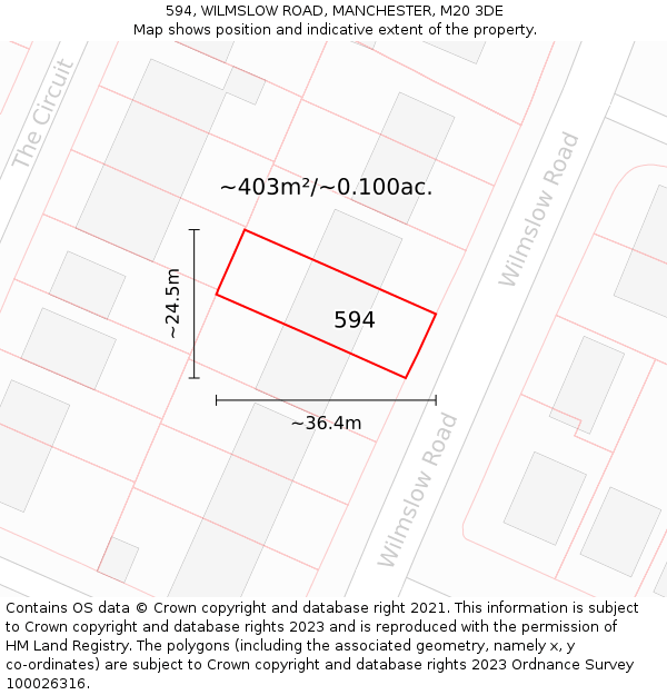 594, WILMSLOW ROAD, MANCHESTER, M20 3DE: Plot and title map