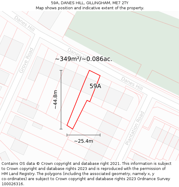 59A, DANES HILL, GILLINGHAM, ME7 2TY: Plot and title map