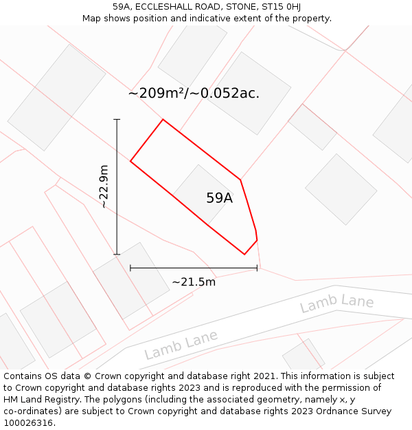 59A, ECCLESHALL ROAD, STONE, ST15 0HJ: Plot and title map