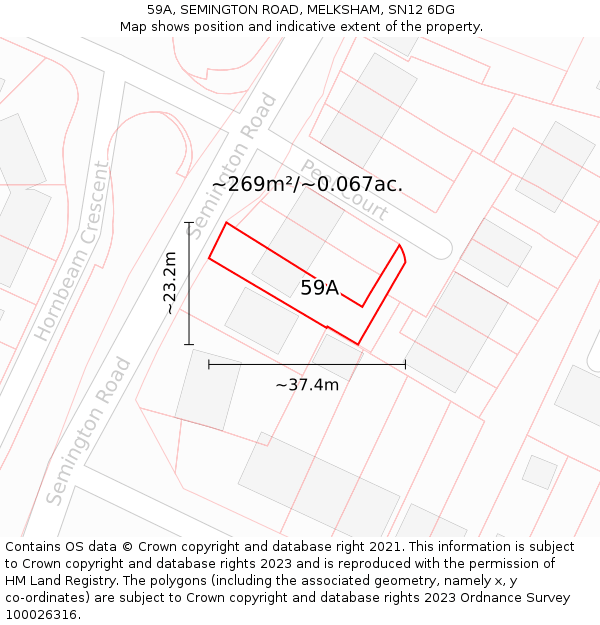 59A, SEMINGTON ROAD, MELKSHAM, SN12 6DG: Plot and title map