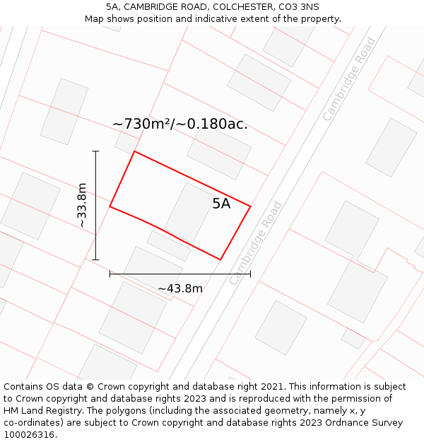 5A, CAMBRIDGE ROAD, COLCHESTER, CO3 3NS: Plot and title map