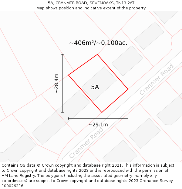 5A, CRANMER ROAD, SEVENOAKS, TN13 2AT: Plot and title map