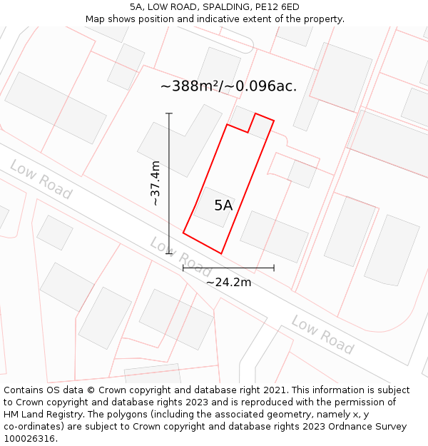 5A, LOW ROAD, SPALDING, PE12 6ED: Plot and title map