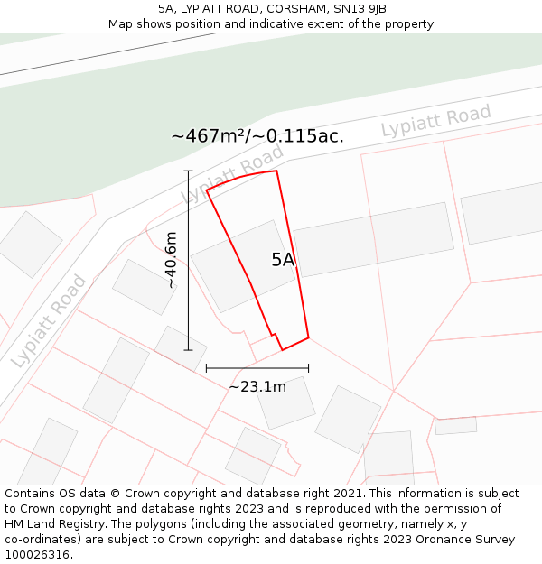 5A, LYPIATT ROAD, CORSHAM, SN13 9JB: Plot and title map