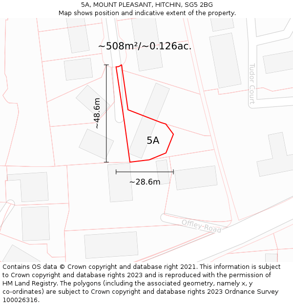 5A, MOUNT PLEASANT, HITCHIN, SG5 2BG: Plot and title map
