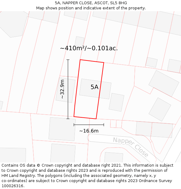 5A, NAPPER CLOSE, ASCOT, SL5 8HG: Plot and title map