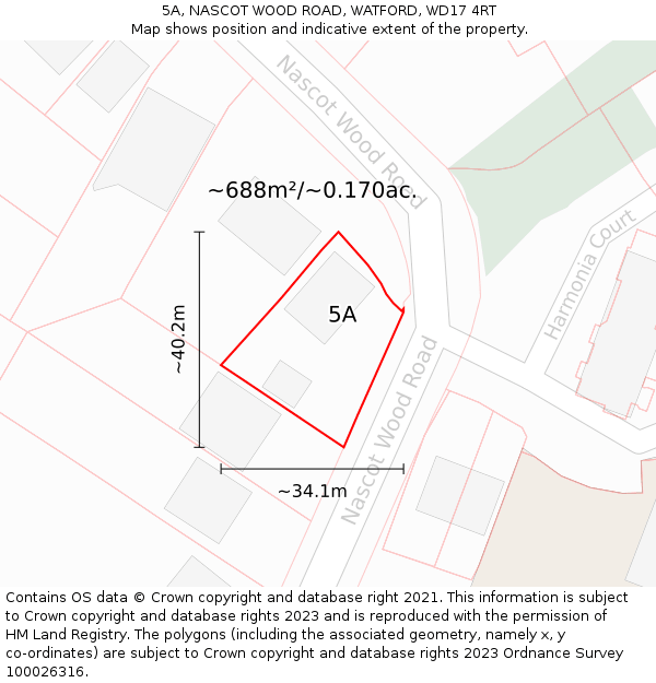 5A, NASCOT WOOD ROAD, WATFORD, WD17 4RT: Plot and title map