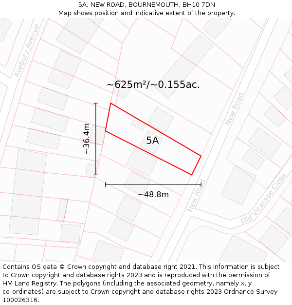 5A, NEW ROAD, BOURNEMOUTH, BH10 7DN: Plot and title map