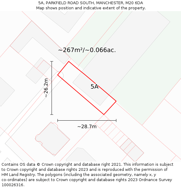 5A, PARKFIELD ROAD SOUTH, MANCHESTER, M20 6DA: Plot and title map