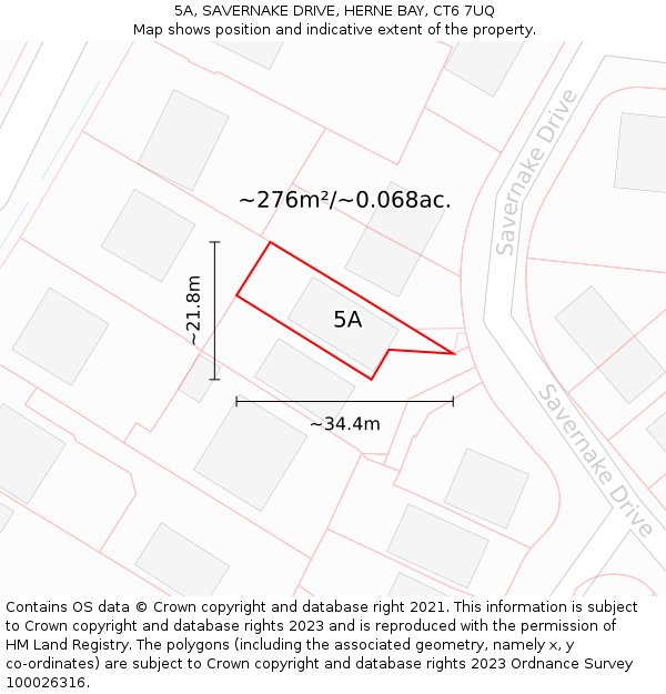 5A, SAVERNAKE DRIVE, HERNE BAY, CT6 7UQ: Plot and title map