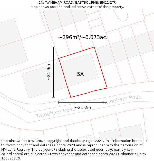 5A, TWINEHAM ROAD, EASTBOURNE, BN21 2TR: Plot and title map