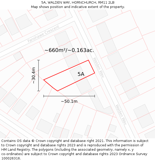 5A, WALDEN WAY, HORNCHURCH, RM11 2LB: Plot and title map