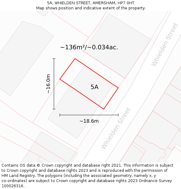 5A, WHIELDEN STREET, AMERSHAM, HP7 0HT: Plot and title map