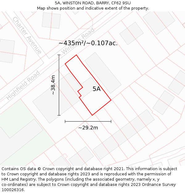 5A, WINSTON ROAD, BARRY, CF62 9SU: Plot and title map