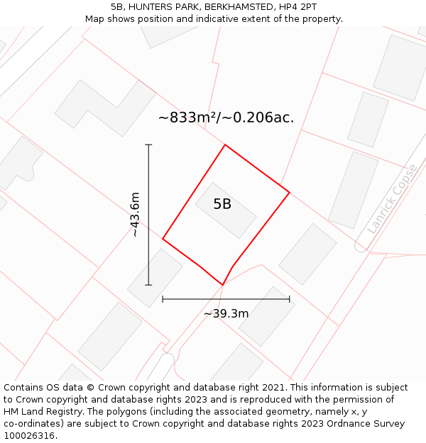 5B, HUNTERS PARK, BERKHAMSTED, HP4 2PT: Plot and title map