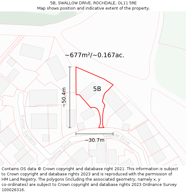 5B, SWALLOW DRIVE, ROCHDALE, OL11 5RE: Plot and title map