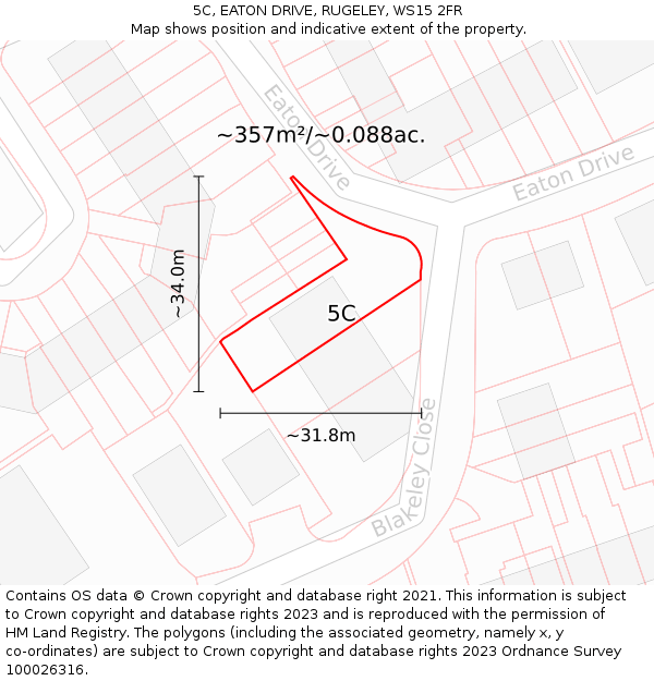 5C, EATON DRIVE, RUGELEY, WS15 2FR: Plot and title map