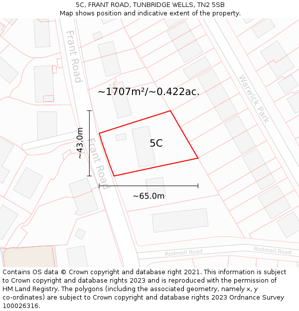 5C, FRANT ROAD, TUNBRIDGE WELLS, TN2 5SB: Plot and title map