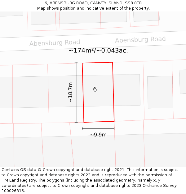 6, ABENSBURG ROAD, CANVEY ISLAND, SS8 8ER: Plot and title map