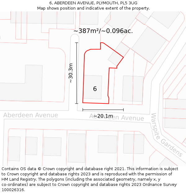 6, ABERDEEN AVENUE, PLYMOUTH, PL5 3UG: Plot and title map