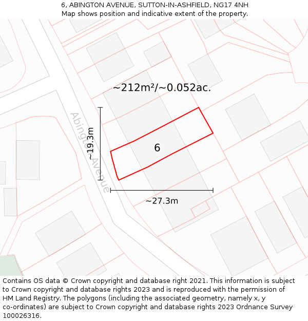 6, ABINGTON AVENUE, SUTTON-IN-ASHFIELD, NG17 4NH: Plot and title map