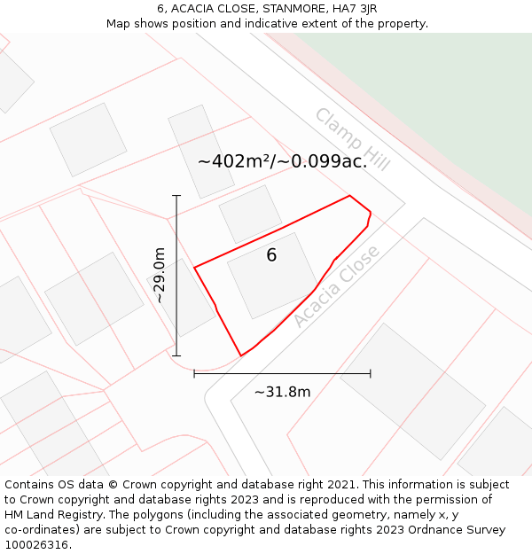 6, ACACIA CLOSE, STANMORE, HA7 3JR: Plot and title map