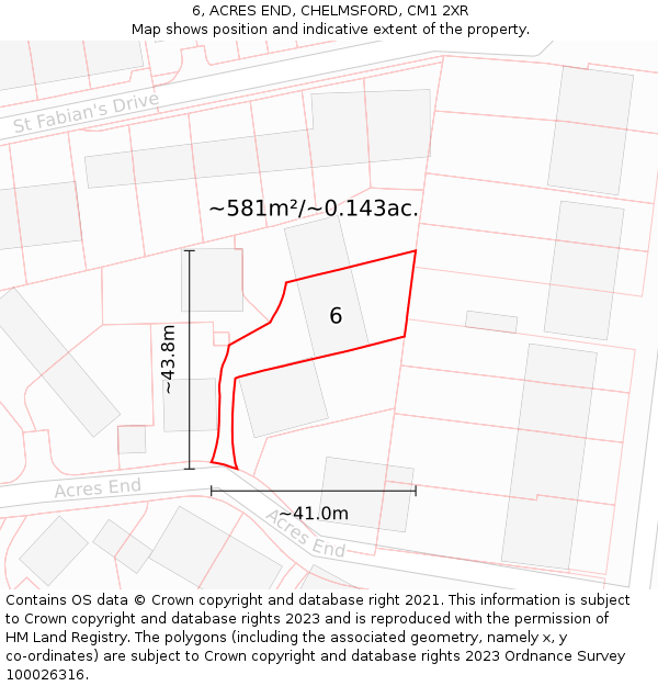 6, ACRES END, CHELMSFORD, CM1 2XR: Plot and title map