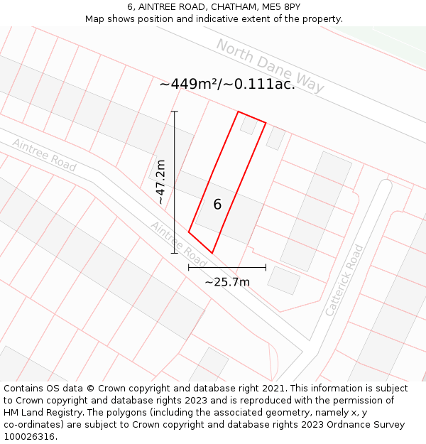 6, AINTREE ROAD, CHATHAM, ME5 8PY: Plot and title map