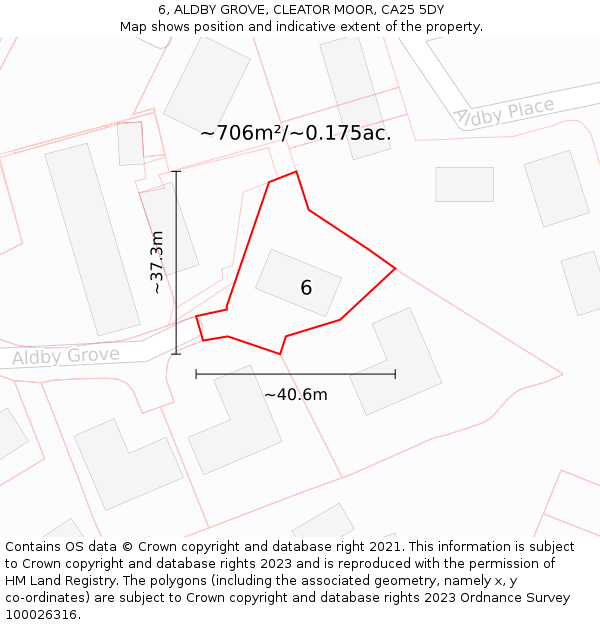 6, ALDBY GROVE, CLEATOR MOOR, CA25 5DY: Plot and title map