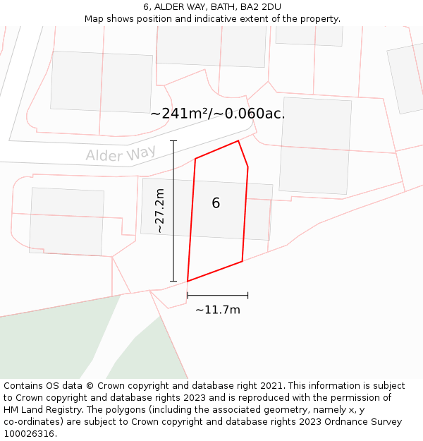 6, ALDER WAY, BATH, BA2 2DU: Plot and title map