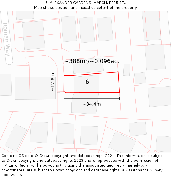 6, ALEXANDER GARDENS, MARCH, PE15 8TU: Plot and title map