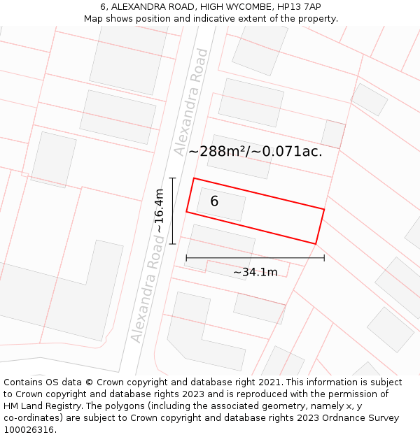 6, ALEXANDRA ROAD, HIGH WYCOMBE, HP13 7AP: Plot and title map