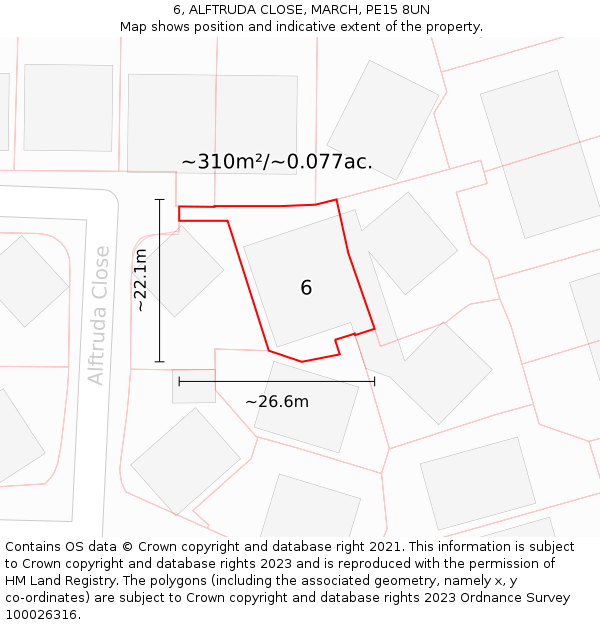 6, ALFTRUDA CLOSE, MARCH, PE15 8UN: Plot and title map