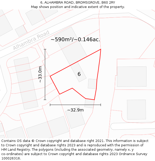 6, ALHAMBRA ROAD, BROMSGROVE, B60 2RY: Plot and title map