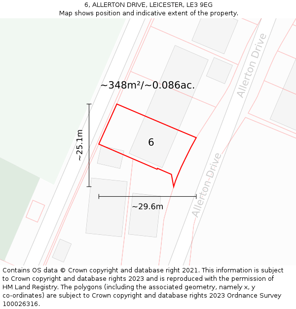 6, ALLERTON DRIVE, LEICESTER, LE3 9EG: Plot and title map