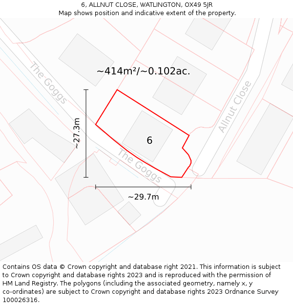 6, ALLNUT CLOSE, WATLINGTON, OX49 5JR: Plot and title map