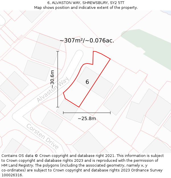 6, ALVASTON WAY, SHREWSBURY, SY2 5TT: Plot and title map