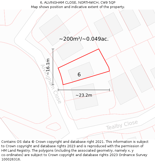 6, ALVINGHAM CLOSE, NORTHWICH, CW9 5QP: Plot and title map