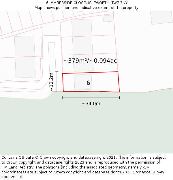 6, AMBERSIDE CLOSE, ISLEWORTH, TW7 7NY: Plot and title map