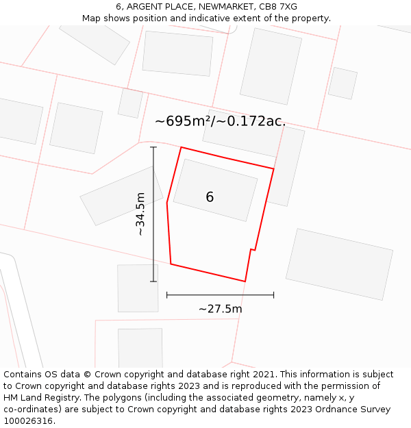 6, ARGENT PLACE, NEWMARKET, CB8 7XG: Plot and title map