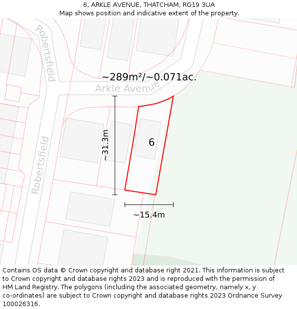 6, ARKLE AVENUE, THATCHAM, RG19 3UA: Plot and title map