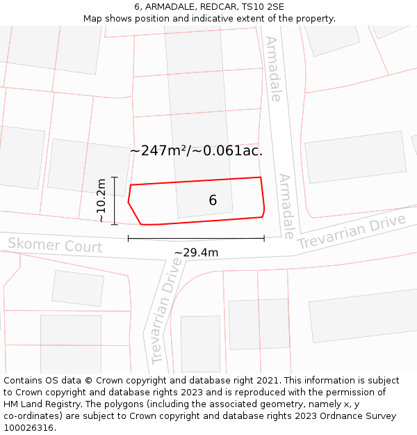 6, ARMADALE, REDCAR, TS10 2SE: Plot and title map
