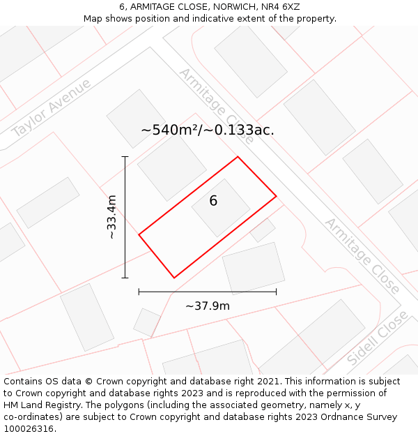 6, ARMITAGE CLOSE, NORWICH, NR4 6XZ: Plot and title map