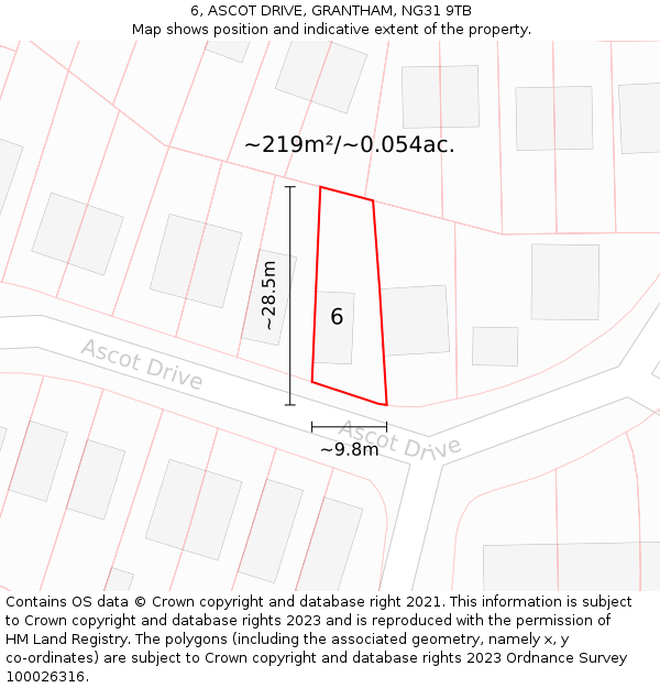 6, ASCOT DRIVE, GRANTHAM, NG31 9TB: Plot and title map