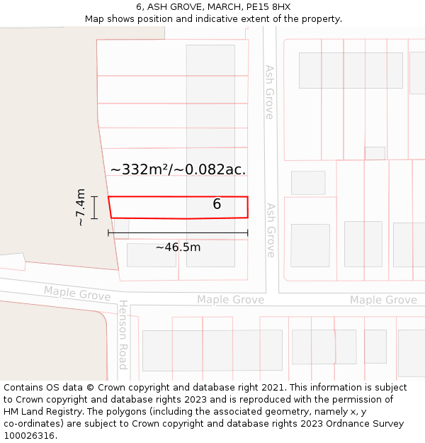 6, ASH GROVE, MARCH, PE15 8HX: Plot and title map