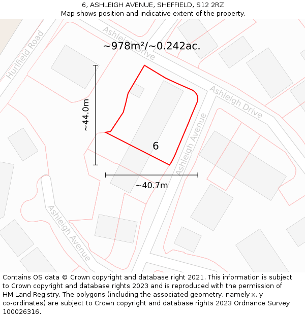 6, ASHLEIGH AVENUE, SHEFFIELD, S12 2RZ: Plot and title map