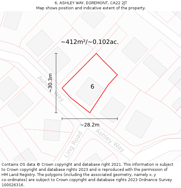 6, ASHLEY WAY, EGREMONT, CA22 2JT: Plot and title map