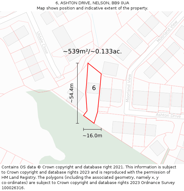 6, ASHTON DRIVE, NELSON, BB9 0UA: Plot and title map