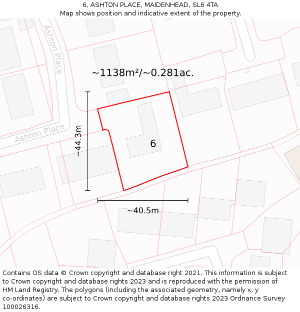 6, ASHTON PLACE, MAIDENHEAD, SL6 4TA: Plot and title map